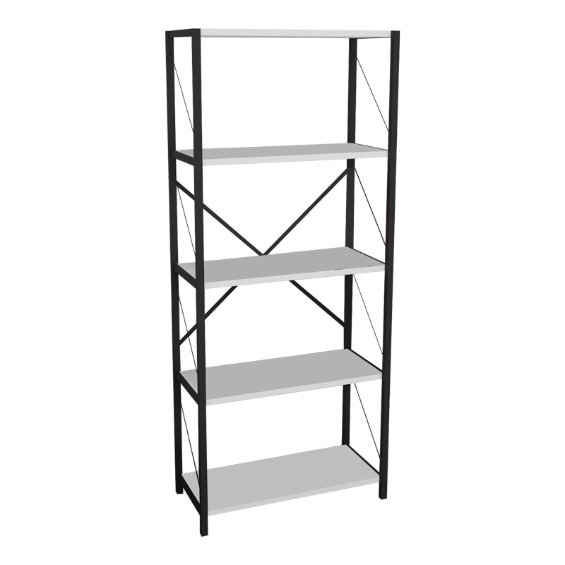 Βιβλιοθήκη Draizy pakoworld λευκό-μαύρο μελαμίνης 60x30x150εκ 321-000006