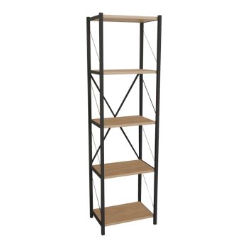 Βιβλιοθήκη Glase pakoworld oak-μαύρο μελαμίνης 40x30x150εκ 321-000008