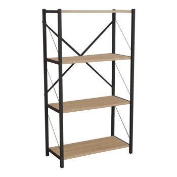 Βιβλιοθήκη Jackrey pakoworld oak-μαύρο μελαμίνης 60x30x114εκ 321-000010