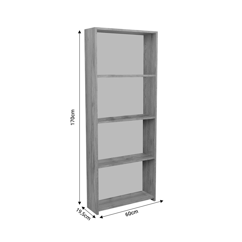 Βιβλιοθήκη Fren ανθρακί-oak-ανθρακί μελαμίνης 60x19.5x170εκ - Image 4