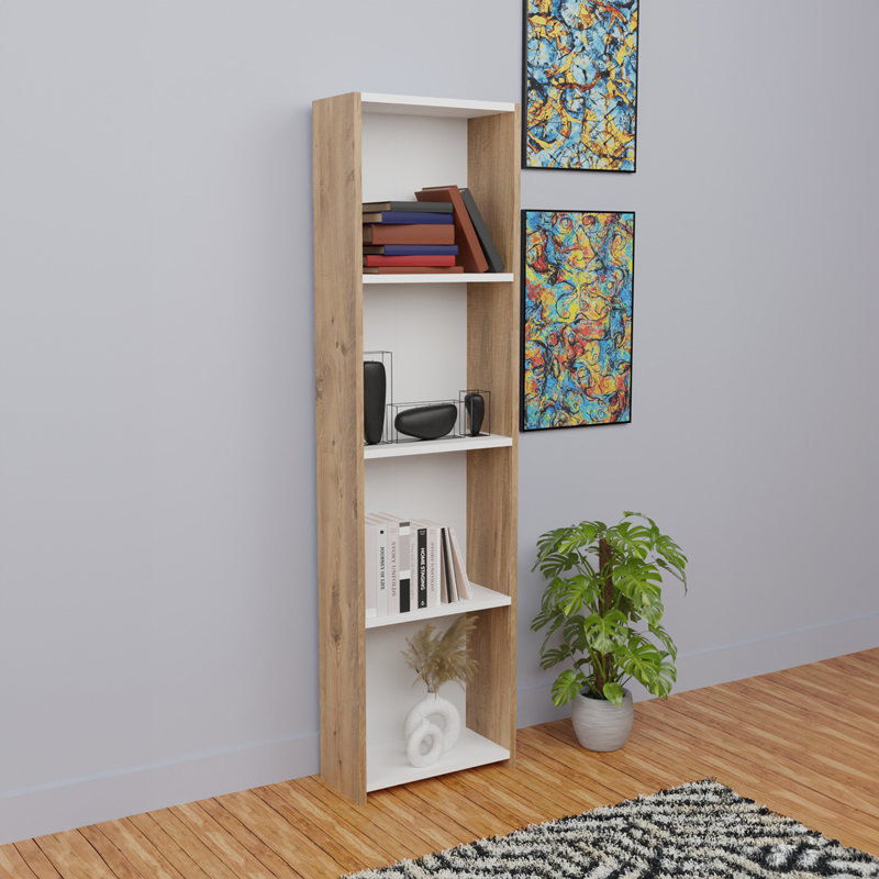 Βιβλιοθήκη Courtnai oak-λευκό μελαμίνης 40x19.5x170εκ - Image 2