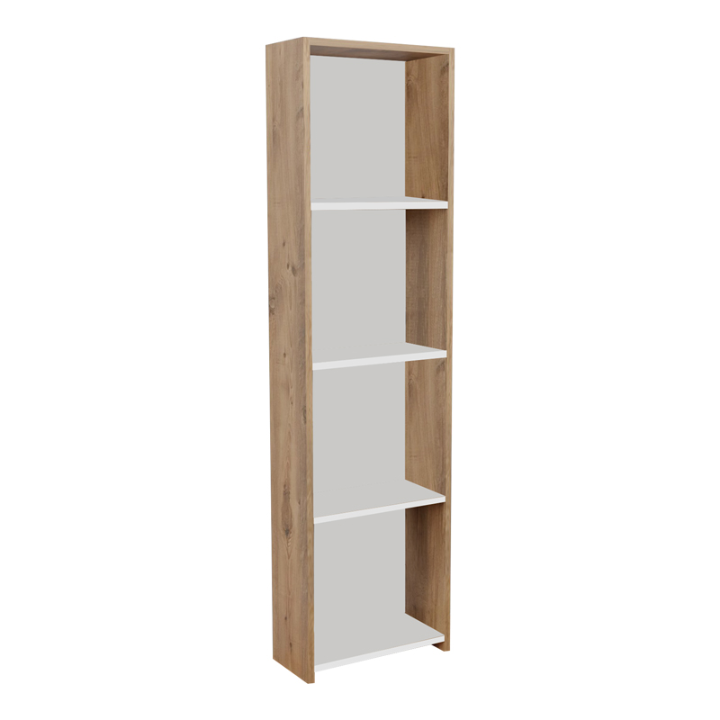 Βιβλιοθήκη Courtnai pakoworld oak-λευκό μελαμίνης 40x19.5x170εκ 321-000015
