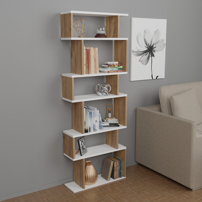 Βιβλιοθήκη Iolmi oak-λευκό μελαμίνης 60x19.5x160εκ - Image 2