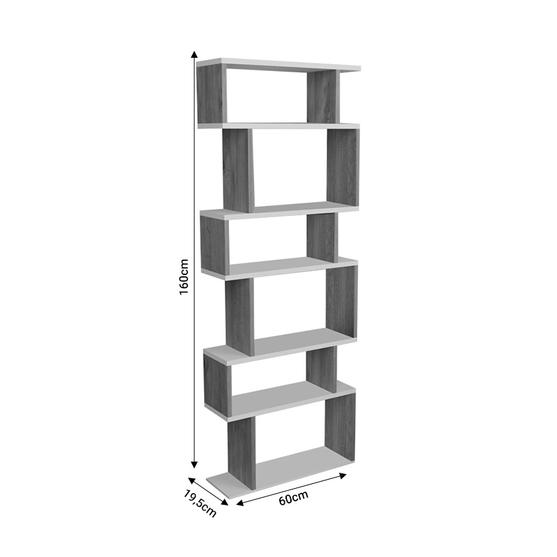 Βιβλιοθήκη Iolmi oak-λευκό μελαμίνης 60x19.5x160εκ - Image 4