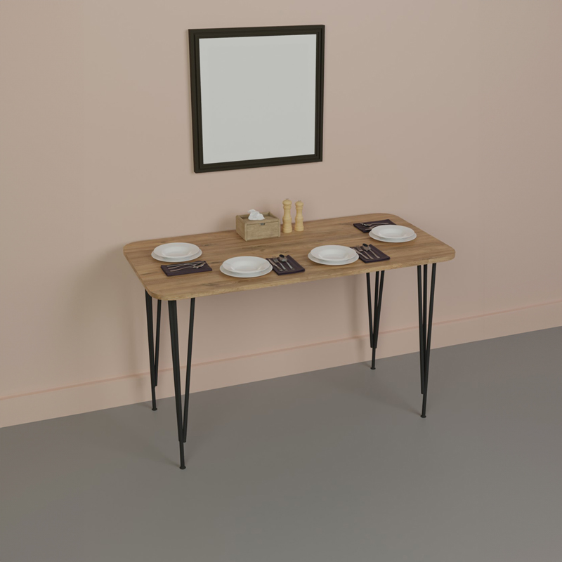 Τραπέζι Polkan oak μελαμίνης-μαύρο μέταλλο 120x60x73εκ - Image 2
