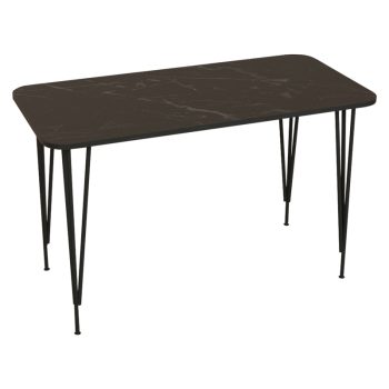Τραπέζι Polkan pakoworld μαύρο μαρμάρου μελαμίνης 120x60x73εκ 321-000032