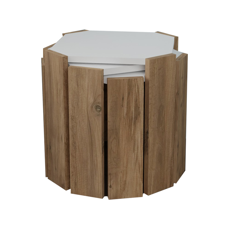 Βοηθητικό τραπέζι Baldo σετ 3τεμ oak-λευκό μελαμίνης - Image 3