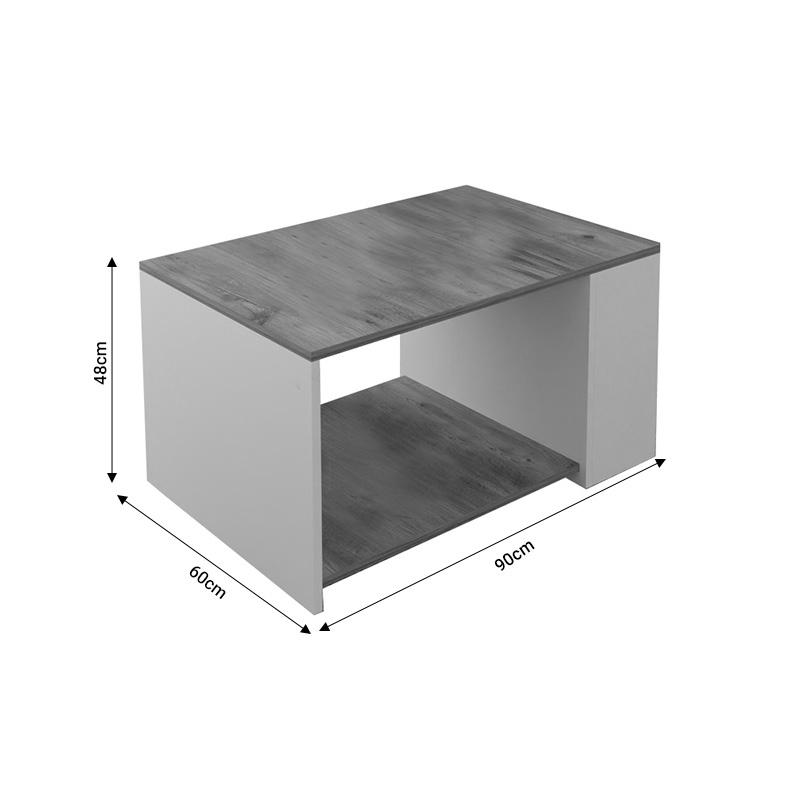 Τραπέζι σαλονιού Noil oak-ανθρακί μελαμίνης 90x60x48εκ - Image 5