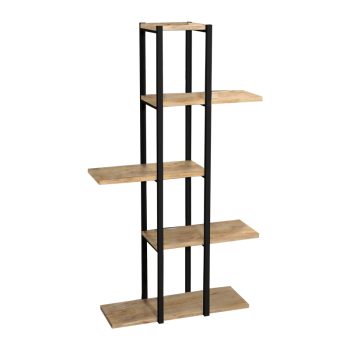 Επιδαπέδια ραφιέρα Ploko pakoworld oak-μαύρο μελαμίνης 60x24x110εκ 321-000050