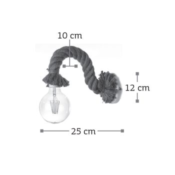Alternative view of InLight Επιτοίχιο φωτιστικό από καφέ σχοινί και λευκό μέταλλο 1XE27 D:25cm (43367-WH)