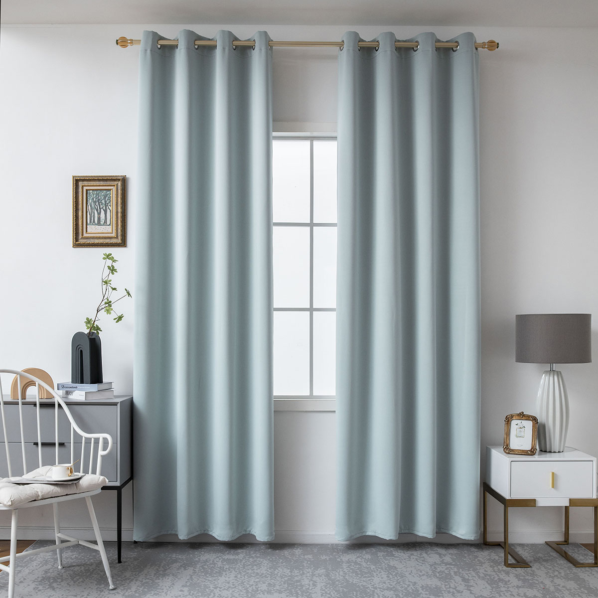 Beauty Home Κουρτίνα Blackout σκίασης με 8 κρίκους Ideal Art 8400 140x270 Σιέλ