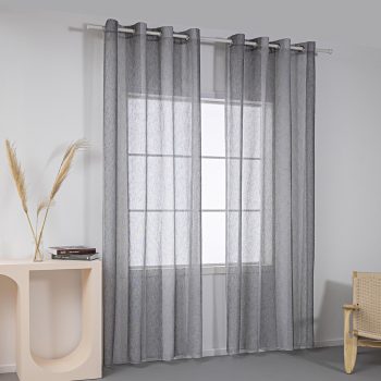 Beauty Home Κουρτίνα γάζα δίχρωμη με 8 μεταλλικούς κρίκους Art 8442 140x270 Γκρι