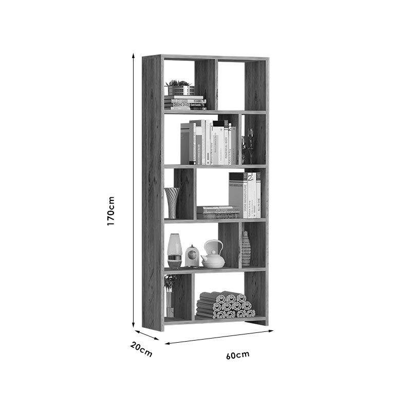 Βιβλιοθήκη PWF-0603 καρυδί 60x20x170εκ - Image 3
