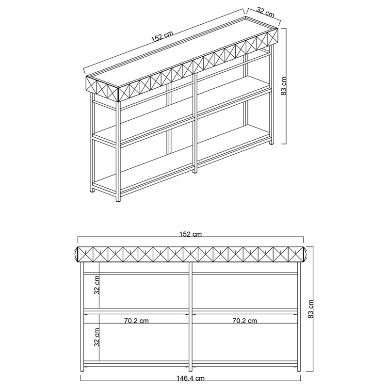 Κονσόλα PWF-0629 ανθρακί-χρυσό 152x32x83εκ - Image 3