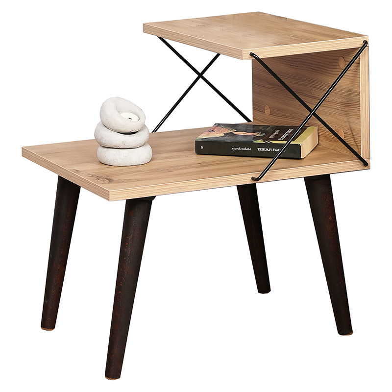 Βοηθητικό τραπέζι-κομοδίνο Gather pakoworld sonoma-καρυδί 50x40x55εκ 071-001532