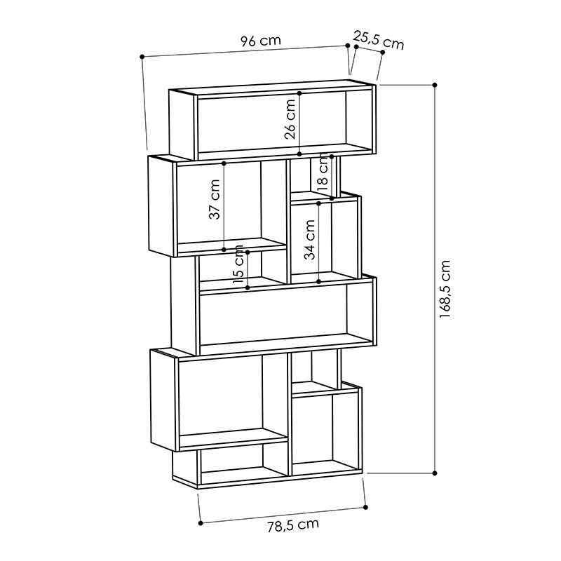 Βιβλιοθήκη Karmato χρώμα πετρόλ 96x25.5x168.5εκ - Image 5
