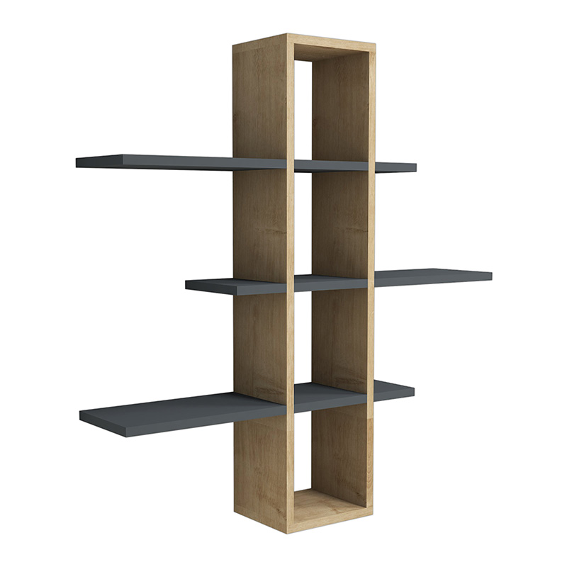 Ραφιέρα τοίχου Akira pakoworld sonoma-ανθρακί 96x19.5x101εκ 120-000259