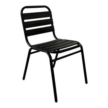 Καρέκλα Sussie pakoworld στοιβαζόμενη μαύρο μέταλλο με φέτες αλουμινίου 45x62x76εκ 130-000057