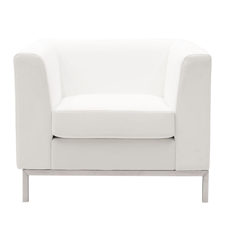Πολυθρόνα Professional inox-τεχνόδερμα λευκό 85x75x66εκ - Image 2