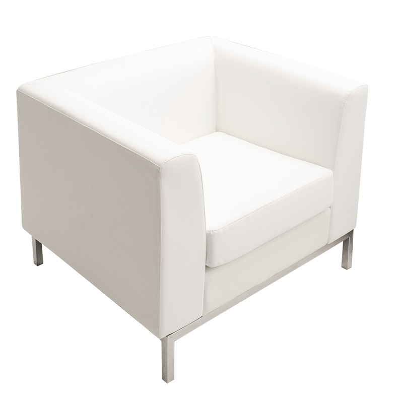 Πολυθρόνα Professional inox-τεχνόδερμα λευκό 85x75x66εκ - Image 3