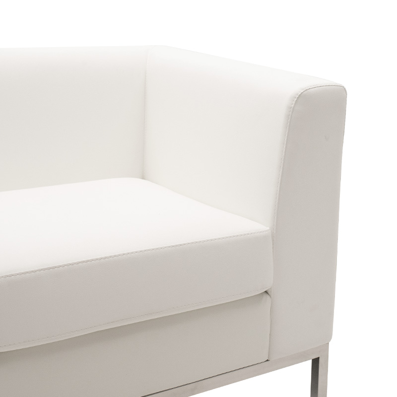 Πολυθρόνα Professional inox-τεχνόδερμα λευκό 85x75x66εκ - Image 4