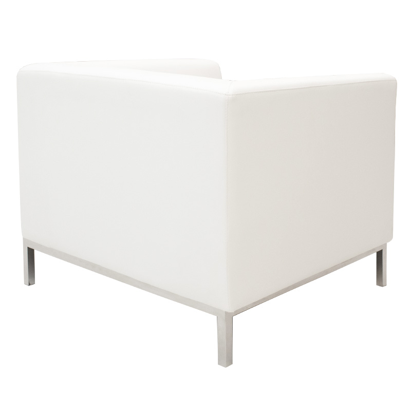 Πολυθρόνα Professional inox-τεχνόδερμα λευκό 85x75x66εκ - Image 6