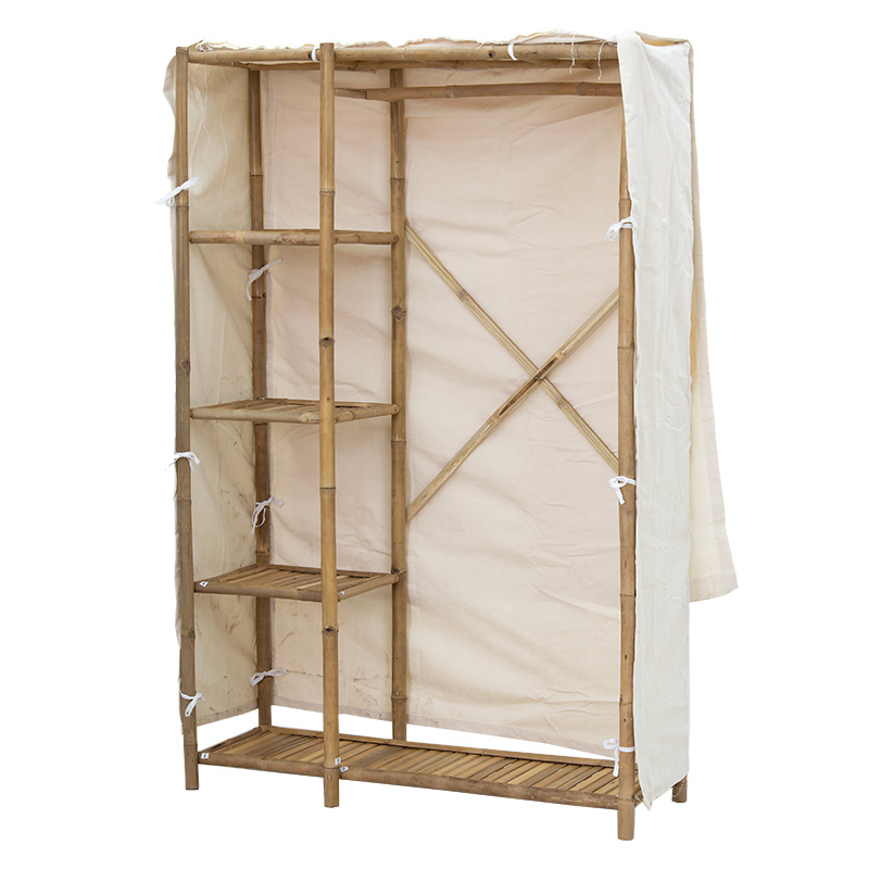 Υφασμάτινη ντουλάπα Jael pakoworld bamboo φυσικό-εκρού 110x40x170εκ 141-000023