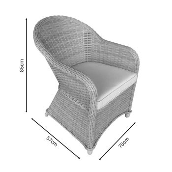 Alternative view of Πολυθρόνα κήπου Hadrian  rattan καφέ- textilene μπεζ 57x70x85εκ