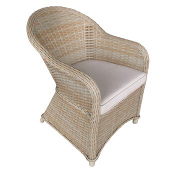Πολυθρόνα κήπου Hadrian pakoworld rattan καφέ- textilene μπεζ 70x57x85εκ 152-000053