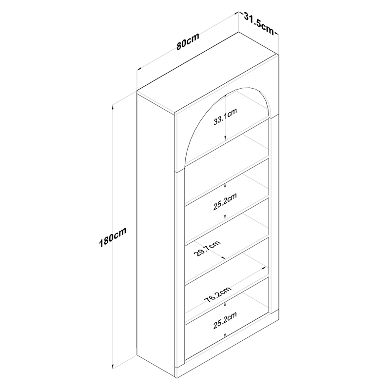 Βιβλιοθήκη Zoel λευκό μελαμίνης 80x31.5x180εκ - Image 6