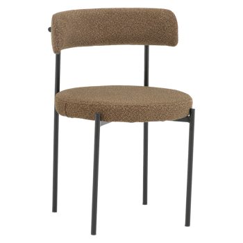 Καρέκλα Crochie pakoworld καφέ μπουκλέ ύφασμα-μαύρο μέταλλο 50x50x77.5εκ 190-000057