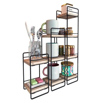 Ραφιέρα 3ων τεμ Hocus pakoworld μαύρο-φυσικό 14x14x60εκ 191-000013
