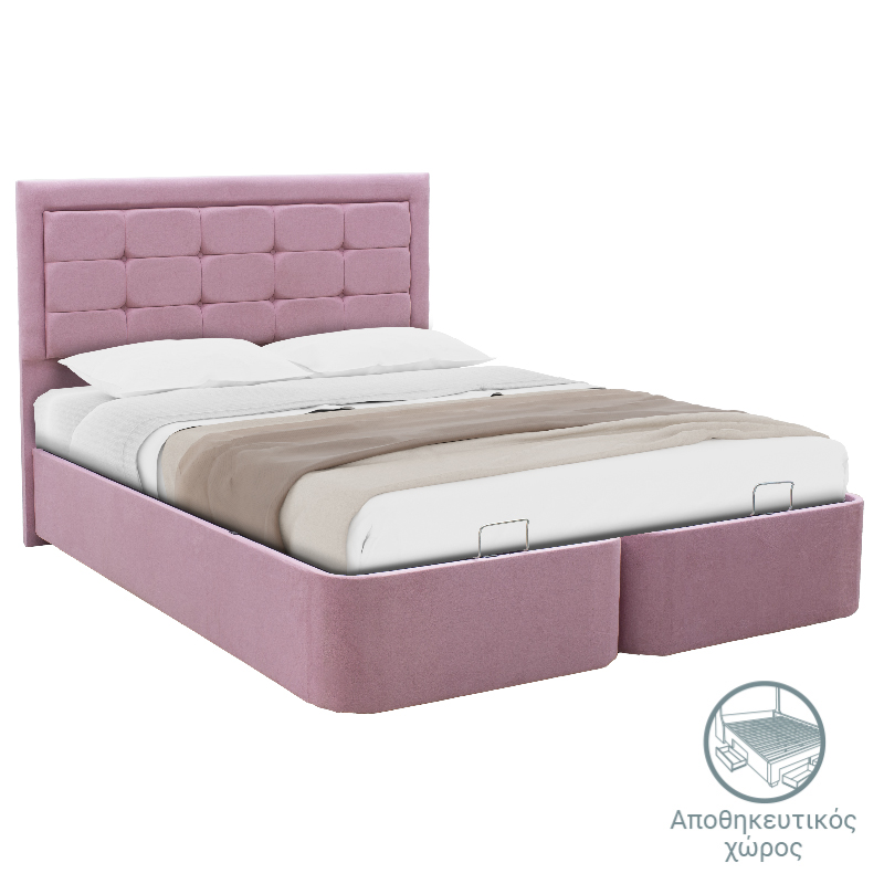 Κρεβάτι διπλό Kenzie pakoworld ύφασμα ροζ 160x200εκ 197-000119