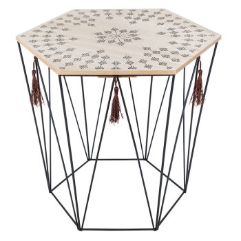 Τραπέζι σαλονιού Kumi pakoworld μωσαϊκό-μαύρο 39.5x38x44εκ 199-000174