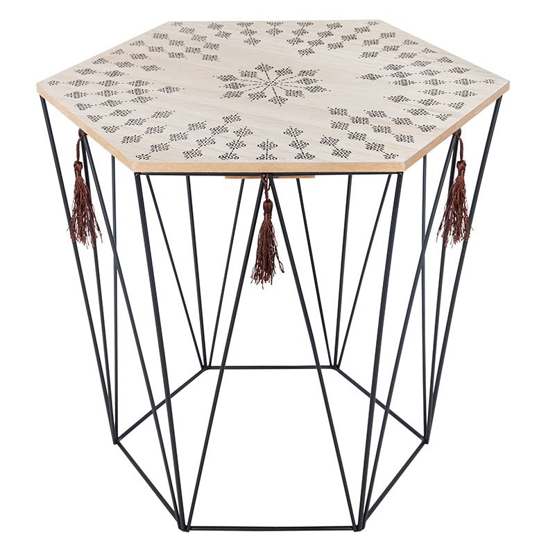 Τραπέζι σαλονιού Kumi pakoworld μωσαϊκό-μαύρο 39.5x38x44εκ 199-000174