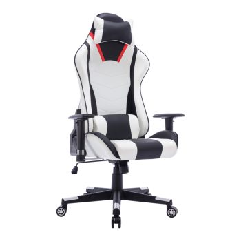 Καρέκλα γραφείου gaming Mazol pakoworld pu μαύρο-λευκό 66x56x135εκ 232-000009