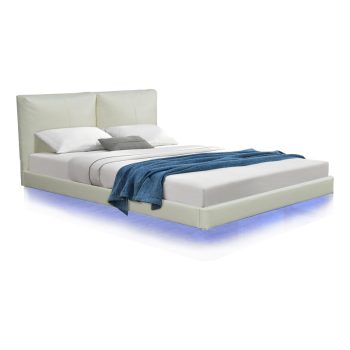 Κρεβάτι διπλό Jessie pakoworld floating style με led-PU εκρού 160x200εκ 234-000012
