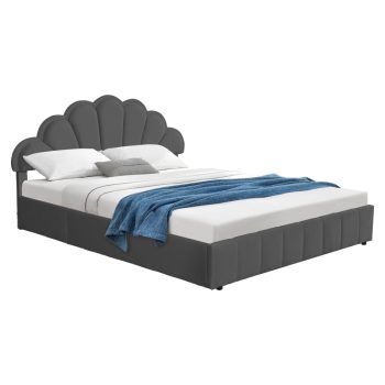 Κρεβάτι διπλό Wardie pakoworld βελούδο ανθρακί με αποθηκευτικό χώρο 160x200εκ 234-000015