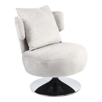 Πολυθρόνα με μαξιλάρι Percival pakoworld ύφασμα γκρι-βάση χρωμίου 76x67x76εκ 255-000040