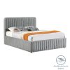 Κρεβάτι διπλό Zilin pakoworld ύφασμα ανθρακί-beige 160x200εκ 279-000001