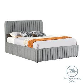 Κρεβάτι διπλό Zilin pakoworld ύφασμα ανθρακί-beige 160x200εκ 279-000001