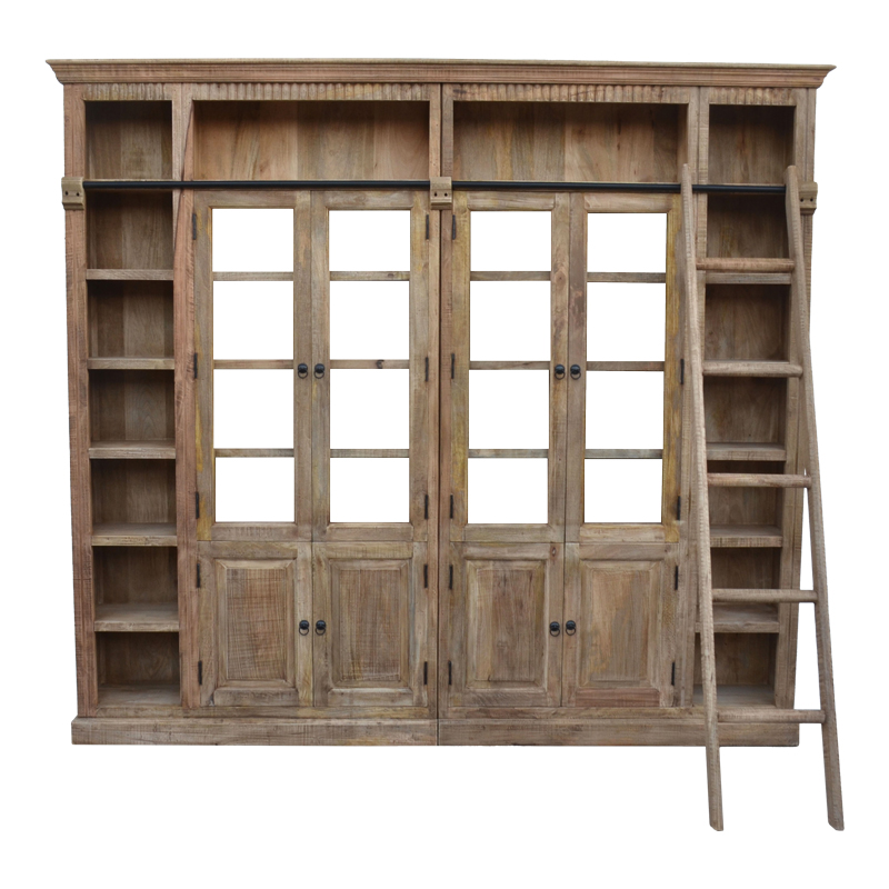 Βιβλιοθήκη Librardy Inart lime wash μασίφ mango ξύλο 247x35x220εκ - Image 2