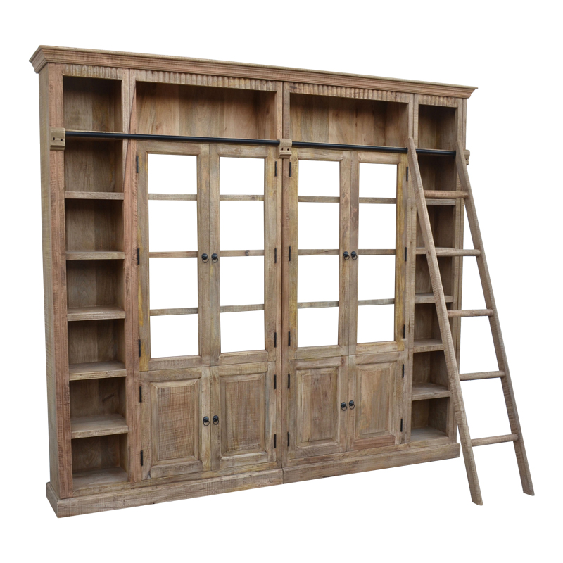 Βιβλιοθήκη Librardy Inart lime wash μασίφ mango ξύλο 247x35x220εκ 293-000002