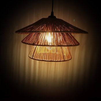Alternative view of Φωτιστικό οροφής μονόφωτο Oakim Inart Ε27 καφέ paper rope Φ35.5x19εκ