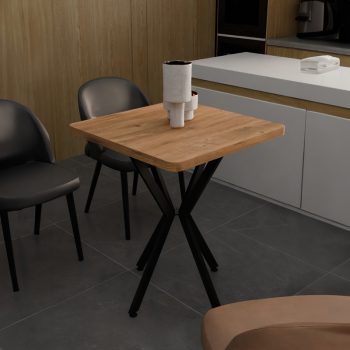 Alternative view of Τραπέζι Prestone  oak μελαμίνης-μαύρο μέταλλο 70x70x75εκ