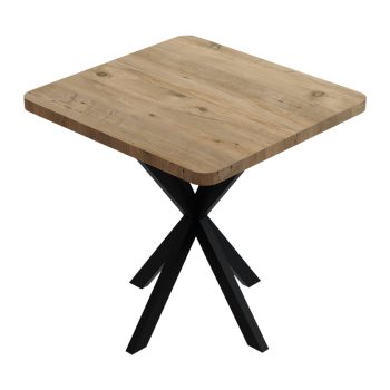 Τραπέζι Prestone pakoworld oak μελαμίνης-μαύρο μέταλλο 70x70x75εκ 321-000081