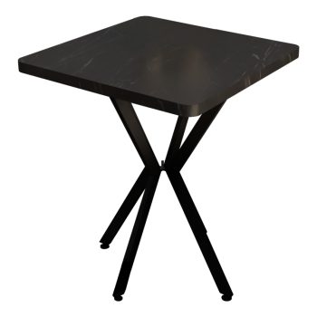 Τραπέζι Prestone pakoworld μαύρο μαρμάρου μελαμίνης-μαύρο μέταλλο 70x70x75εκ 321-000082