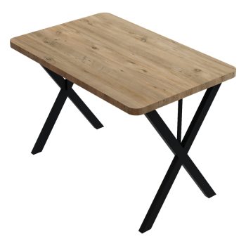 Τραπέζι Zeryin pakoworld oak μελαμίνης-μαύρο μέταλλο 70x110x75εκ 321-000084