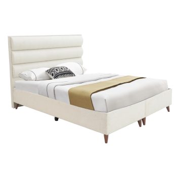 Κρεβάτι διπλό Luxe pakoworld με αποθηκευτικό χώρο κρεμ ύφασμα 160x200εκ 323-000003