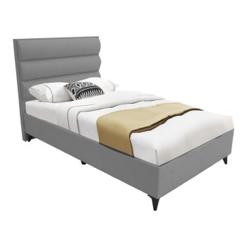 Κρεβάτι μονό Luxe pakoworld με αποθηκευτικό χώρο γκρι ύφασμα 120x200εκ 323-000006